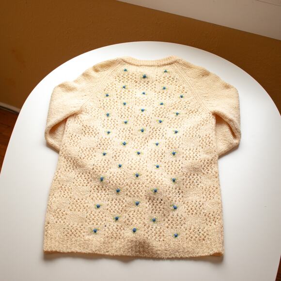 Rich's Vintage Wool Floral Checkered Button-up Sweater Size Small - Picture 6 of 6